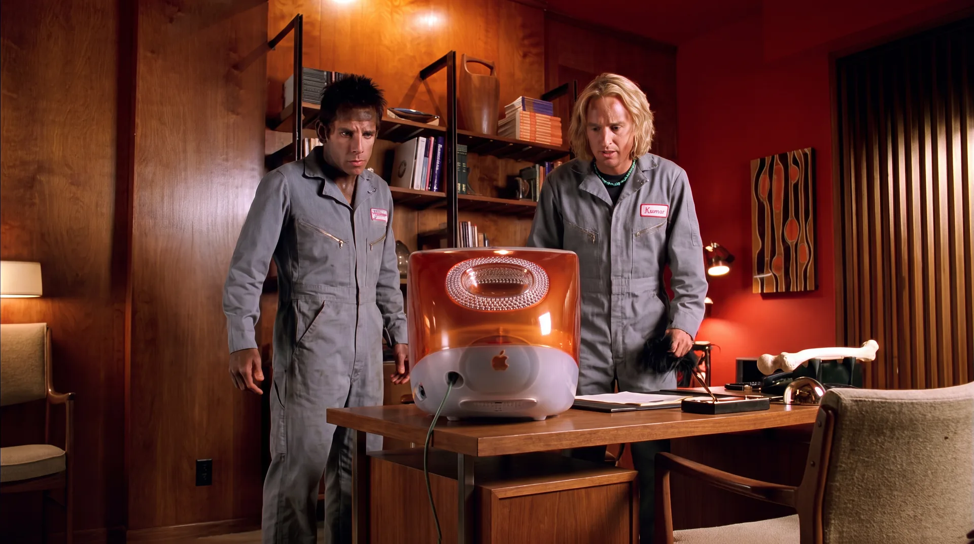Derek and Hansel trying to get the files out of an orange iMac.