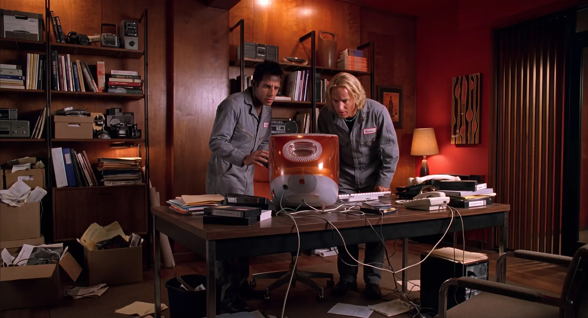 Derek and Hansel trying to get the files out of an orange iMac.